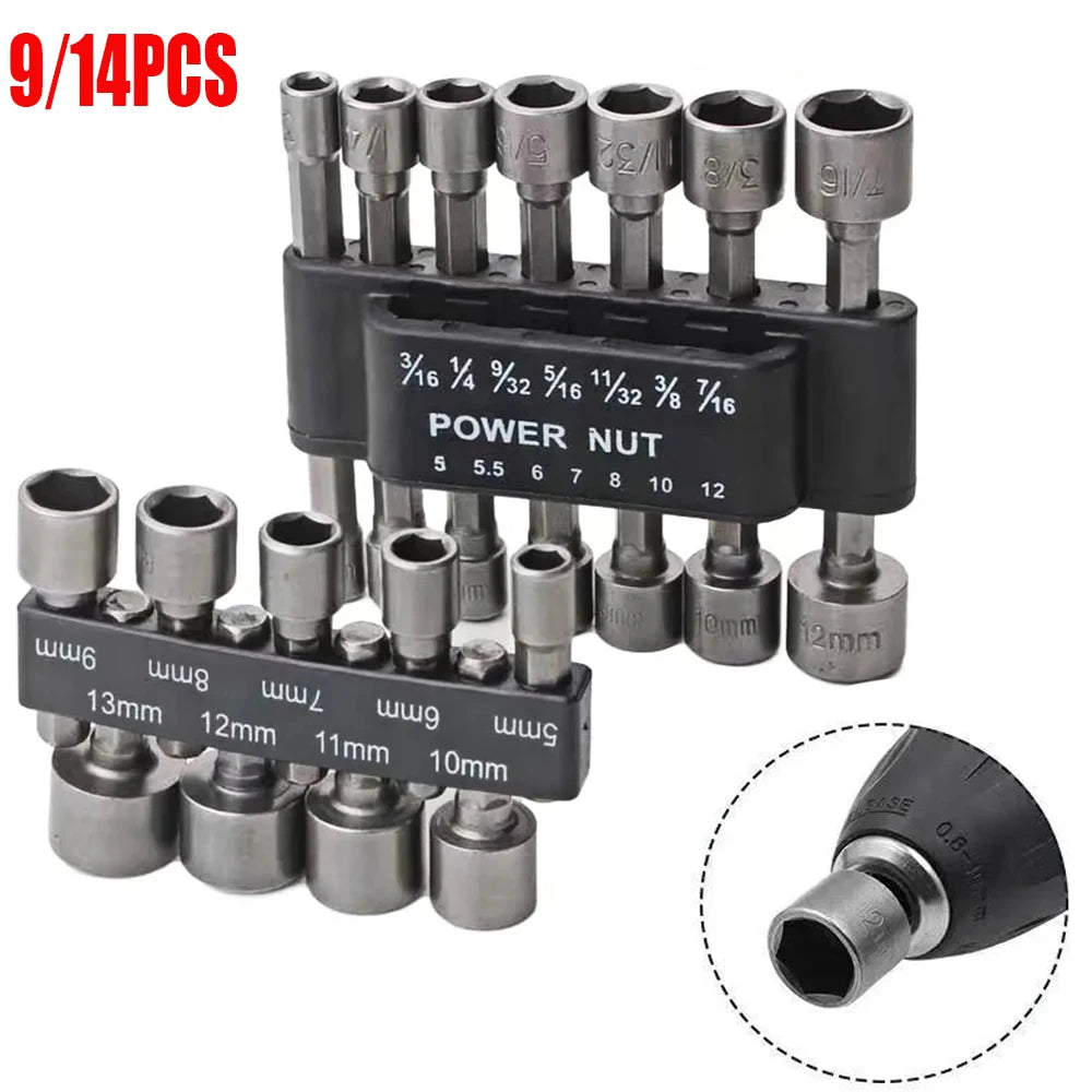 9/14 pçs soquete poderoso chave hexagonal interna alça hexagonal chave de fenda soquete bit extensão haste pneumática mão conjunto de ferramentas